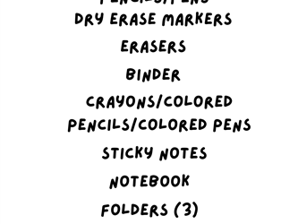 5th grade supply list